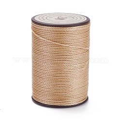 ラウンドワックスポリエステル糸ストリング  マイクロマクラメコード  ツイストコード  革縫い用  淡い茶色  0.8mm  約54.68ヤード（50m）/ロール