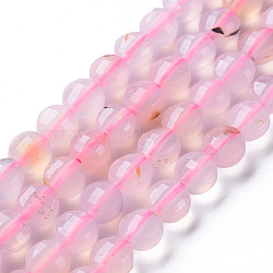 Natürliche Achat Perlen Stränge, gefärbt und erhitzt, facettiert, Flachrund, rosa, 6x4 mm, Bohrung: 1 mm, ca. 62 Stk. / Strang, 14.76 Zoll (37.5 cm)
