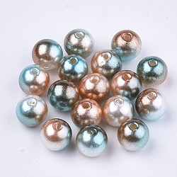 Cuentas de perlas de imitación de plástico ABS del arco iris, gradiente de perlas de sirena, redondo, camello, 4x3.5mm, Agujero: 1.2 mm, aproximamente 18000 unidades / 500 g