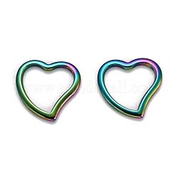 Revestimiento iónico (ip) 304 anillos de unión de acero inoxidable, corazón, color del arco iris, 14.5x15x1.5mm, diámetro interior: 11.5x11.8 mm