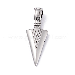 304 Stainless Steel Pendants, Triangle, Antique Silver, 34x12x5.5mm, Hole: 4x6mm