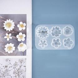Moldes de silicona de flores diy, para la fabricación de joyas de resina uv y resina epoxi, blanco, 80x51.5x10mm