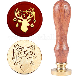 Christmas Elk Antlers Wax Seal Stamp Christmas Deer Wax Seal Stamp 25mm Removable Brass Head Wood Handle for Envelopes Letters Sealing Christmas Party Invitations Wine Packages Gift Packing