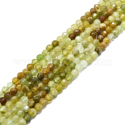 Naturali verdi perle granato fili, sfaccettato, tondo, 3mm, Foro: 0.8 mm, circa 85pcs/filo, 15.16''~15.55'' (38.5~39.5 cm)