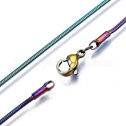 Placcatura ionica (ip) 304 collana a catena serpente in acciaio inossidabile, con aragosta artiglio chiusura, colore arcobaleno, 21.65 pollice (55 cm)