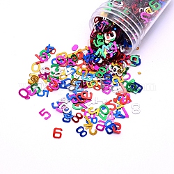 Pvc глянцевый блеск блестки, diy sparkly paillette советы ногтей, ногтей декоративные аксессуары, смешанный алфавит и число, разноцветные, 6x6x0.1 мм