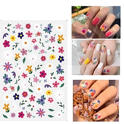 Pegatinas de uñas, para decoraciones con puntas de uñas, patrón de flores, colorido, 125x70mm