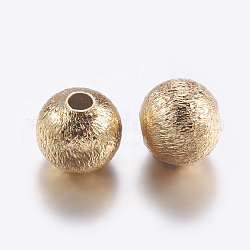 Perles en laiton texturées, ronde, or, 6x5.5mm, Trou: 2mm