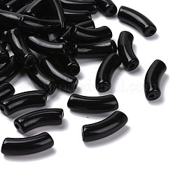 Opaque Acrylic Beads, Curved Tube, Black, 34.5x13x11mm, Hole: 3.5mm