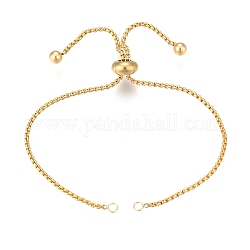 Adjustable 304 Stainless Steel Bracelet Making, Slider Bracelets, for DIY Jewelry Craft Supplies, Golden, Total Length: 9 inch(23cm), 1.5mm, Hole: 2mm