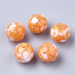 Harz perlen, Nachahmung Edelstein-Chips-Stil, Runde, dunkelorange, 10 mm, Bohrung: 1.8 mm