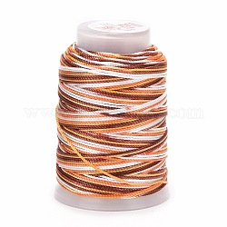 5 rouleaux de cordons en polyester teints par segments à 12 épaisseurs, cordon de milan, ronde, chocolat, 0.4mm, environ 71.08 yards (65 m)/rouleau