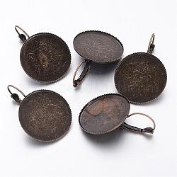 Accessoires dormeuses d'oreilles en laiton, fil d'oreille de style français, bronze antique, Plateau: 25.5 mm, 26x38mm