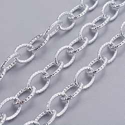 Platinum Plated Aluminum Cable Chains, Textured, Unwelded, 20x14x3mm