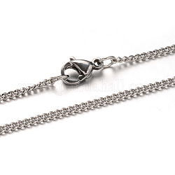 304 из нержавеющей стали витой цепочки ожерелья, с карабин-лобстерами , цвет нержавеющей стали, 19.6 дюйм (50 см), 2 мм