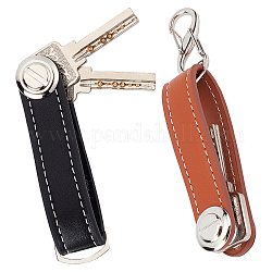 Gorgecraft 2 Sets 2 Colors PU Leather Keychain, with Zinc Alloy Accessories, Mixed Color, 1set/color