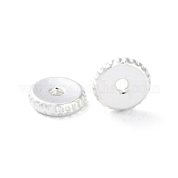 Perline di distanzaitore in lega, placcato di lunga durata, disco, argento, 6x1.4mm, Foro: 1 mm