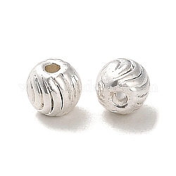 Perles en alliage plaqué durables, ronde, couleur d'argent, 4.5x4mm, Trou: 1.2mm