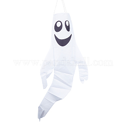 Polyester Windsack für Halloween, im Freien hängen, Geist, weiß, 100 cm