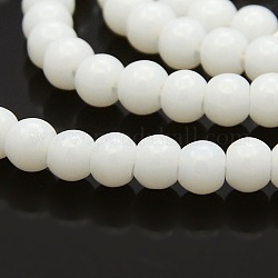 Rotonde perle di vetro fili, bianco, 4mm, Foro: 1 mm, circa 105pcs/filo, 15.7 pollice