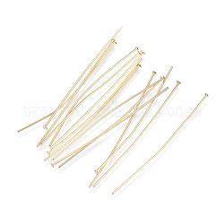 304 Stainless Steel Flat Head Pins, Real 18k Gold Plated, 50x0.7mm, 21 Gauge, Head: 1.5mm, 500pcs/bag