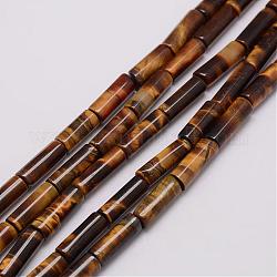 Filamenti di perline di tigre naturali e tinti, colonna, 4~4.5x13mm, Foro: 1 mm, circa 30pcs/filo, 15.74 pollice