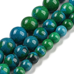 Perles synthétiques chrysocolla brins, teinte, ronde, 12mm, Trou: 1mm, 14.76' (37.5 cm), environ: 32 pcs / brin