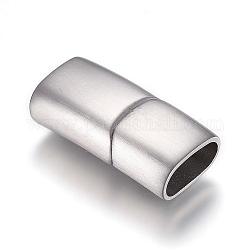 304 Stainless Steel Magnetic Clasps with Glue-in Ends, Rectangle, Stainless Steel Color, 29x14x8.5mm, Hole: 6x12mm