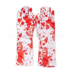 Guanti lunghi in poliestere scheletro horror a dita piene, per i costumi cosplay di Halloween, rosso, 378x112x2mm