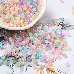 Perles de rocaille en verre, Ceylan, trou rond, ronde, colorées, 4x3mm, Trou: 1.2mm, 7650 pcs / livre