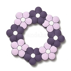 Perles focales en silicone à fleurs, perles de dentition en silicone, Prune, 90x90x9mm, diamètre intérieur: 41 mm