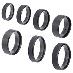 UNICRAFTALE 14pcs 7 Sizes Black Stainless Steel Blank Core Ring Round Grooved Finger Ring Cool Simple Band Ring Metal Wedding Classical Ring for DIY Jewerly Making