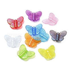 Transparent Acrylic Beads, Butterfly, Mixed Color, 19x25x6mm, Hole: 2mm