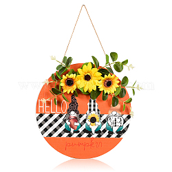 Hölzerne Anhängerdekorationen, mit Juteschnur, für Partygeschenk Dekoration, Sonnenblume, orange, 300x4 mm