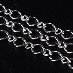 Silver Color Plated Iron Handmade Chains Figaro Chains Mother-Son Chains, Unwelded, with Spool, Mother Link: 7x10mm, Son Link: 4x6mm, 1.2mm thick, about 164.04 Feet(50m)/roll