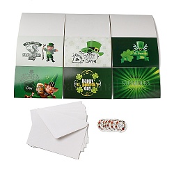 Rechteckige Papiergrußkarte zum St. Patrick's Day, mit zufälligem Aufkleber und Umschlag, für Partykarte, grün, 112~200x150~160x0.2~0.4 mm