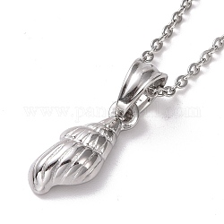 304 Stainless Steel Conch Shape Pendant Necklace for Women, Stainless Steel Color, 19.69 inch(50cm)