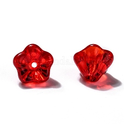 Perles de verre tchèques transparentes, fleur, rouge, 8.5x6.5mm, Trou: 1mm, environ 237~243 pcs / sachet 
