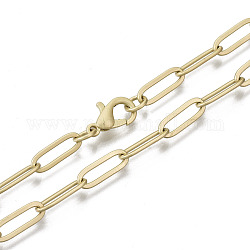 Chaînes de trombone en laiton, fabrication de collier de chaînes de câble allongé, avec fermoir pince de homard, couleur or mat, 24.01 pouce (61 cm) de long, lien: 12x4 mm, anneau de jonction: 5x1mm