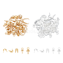 Unicraftale 304 Stainless Steel Cup Pearl Peg Bails Pin Pendants & Snap on Bails & Bead Tips, Golden & Silver, 80pcs/Box