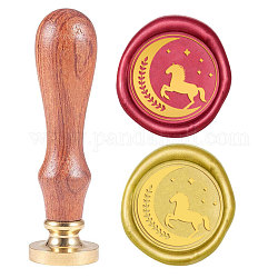 Wax Seal Stamp Set, Sealing Wax Stamp Solid Brass Head,  Wood Handle Retro Brass Stamp Kit Removable, for Envelopes Invitations, Gift Card, Horse Eye Pattern, 83x22mm, Head: 7.5mm, Stamps: 25x14.5mm