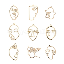 Colgantes de la aleación, rostro abstracto, dorado, 20 unidades / caja
