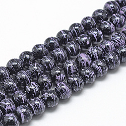 Drawbench Opaque Glass Beads Strands, Dyed, Round, Plum, 8~8.5mm, Hole: 1.5mm, about 105pcs/strand, 31.8 inch(80.7cm)