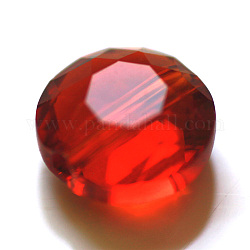 Imitation österreichischen Kristallperlen, Klasse aaa, facettiert, Flachrund, rot, 12x6.5 mm, Bohrung: 0.9~1 mm