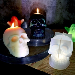 Stampi in silicone per candele fai da te, per fare candele profumate, halloween cranio, bianco, 80x110mm