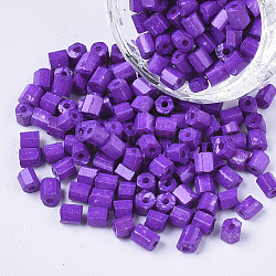 6/0 zwei geschnittenen Glasperlen, Hexagon, Backen Farbe, blau violett, 3.5~5x3.5~4 mm, Bohrung: 1 mm, ca. 4500 Stk. / Beutel