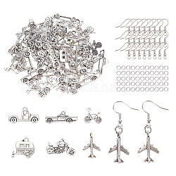 ARRICRAFT DIY Earring Making Kit, Including 60Pcs 6 Style Tibetan Style Alloy Pendants, 160Pcs Brass Jump Rings, 100Pcs Iron Earring Hooks, Mixed Color, Pendant: 11~22x15~26x2~3mm, Hole: 1~2.5mm, 10Pcs/style