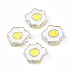 Perline acrilico trasparente, con smalto, uovo affogato, fumo bianco, 22x25x9mm, Foro: 3 mm