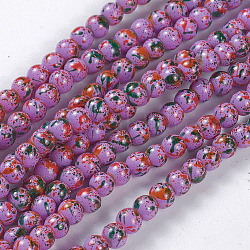 Cuisson opaque de perles de verre peintes, ronde, violette, 4~4.5x3~3.5mm, Trou: 0.7mm, Environ 217 pcs/chapelet, 31.4 pouce (80 cm)