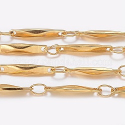 3.28 Feet Ion Plating(IP) 304 Stainless Steel link Chains, Soldered, Golden, 11x2x1.5mm
